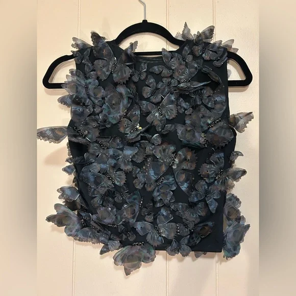 Cynthia Rowley Black Butterfly Appliqué Sleeveless Top - Picture 5 of 6